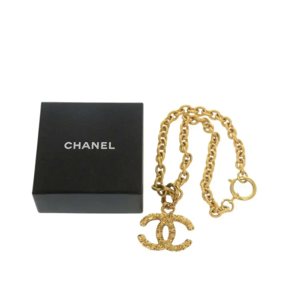 Chanel Cc Logo Pendant Necklace Gold- #256689C15B